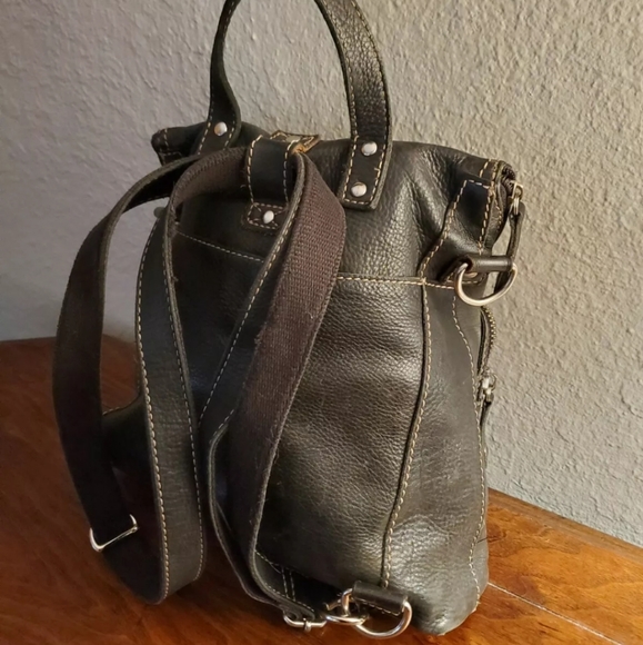VTG Fossil Pebbled Leather Convertible Backpack - Picture 6 of 10